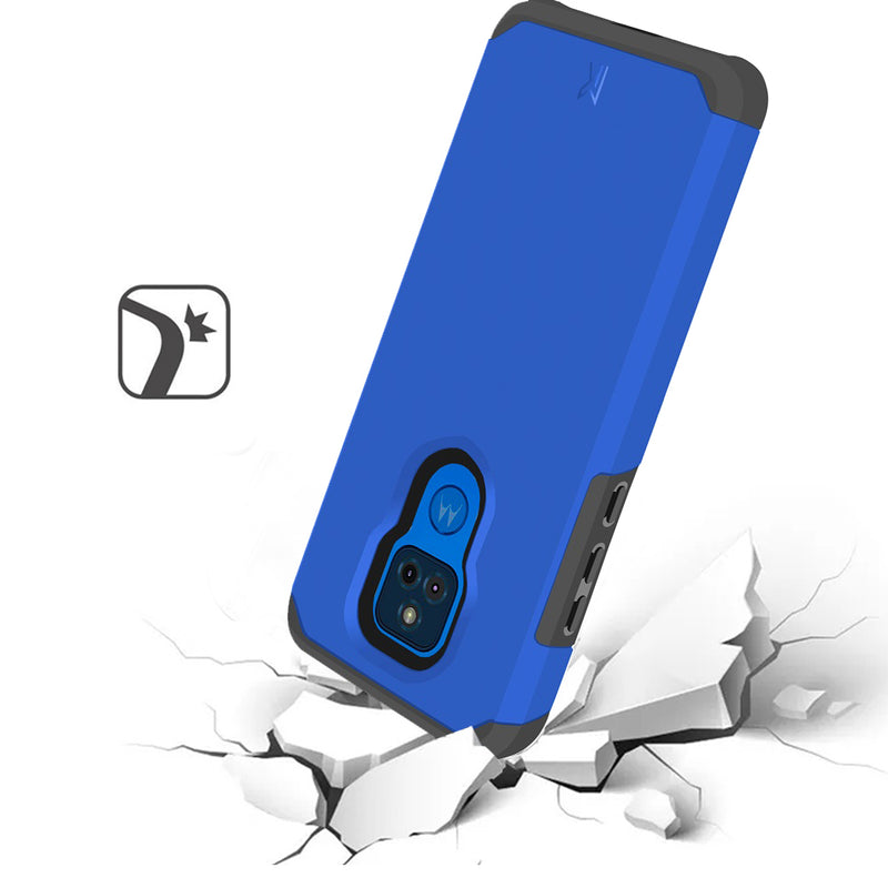 For Motorola Moto G Play 2021 Premium Minimalistic Slim Tough ShockProof Hybrid Case Cover - Classic Blue