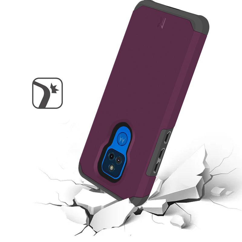 For Motorola Moto G Play 2021 Premium Minimalistic Slim Tough ShockProof Hybrid Case Cover - Magenta Purple