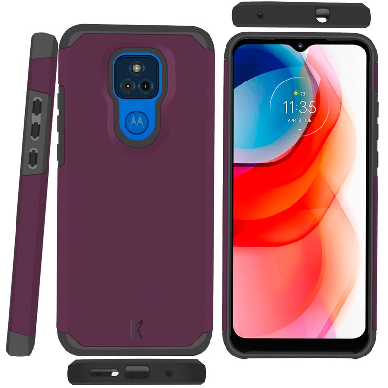 For Motorola Moto G Play 2021 Premium Minimalistic Slim Tough ShockProof Hybrid Case Cover - Magenta Purple