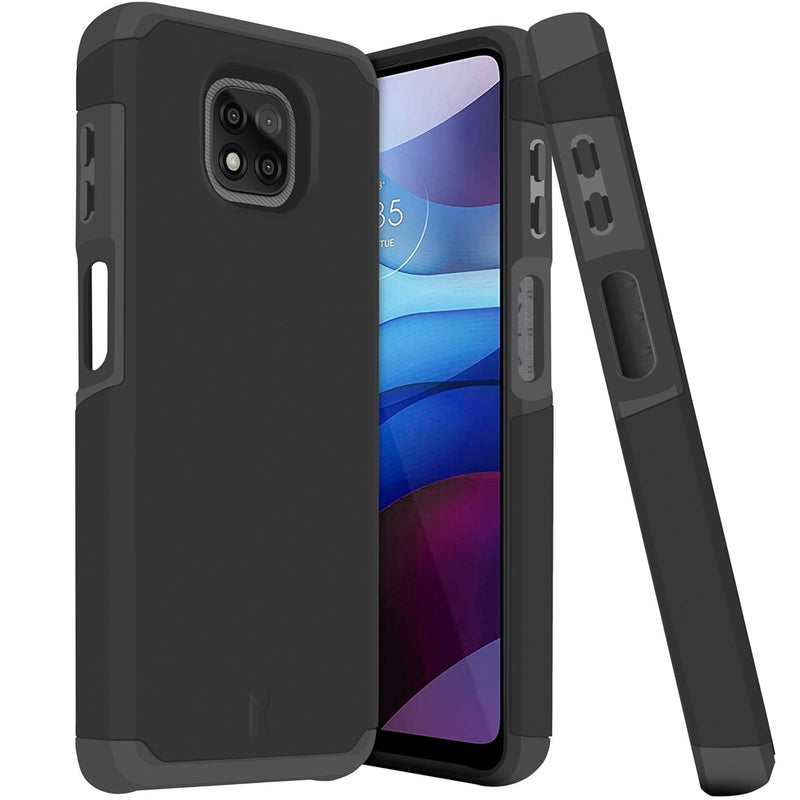 For Moto G Power 2021 Premium Minimalistic Slim Tough ShockProof Hybrid Case Cover - Black