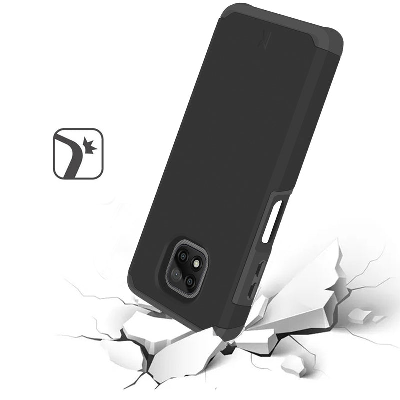 For Moto G Power 2021 Premium Minimalistic Slim Tough ShockProof Hybrid Case Cover - Black