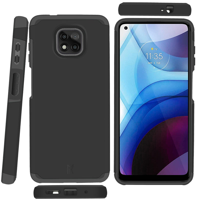 For Moto G Power 2021 Premium Minimalistic Slim Tough ShockProof Hybrid Case Cover - Black