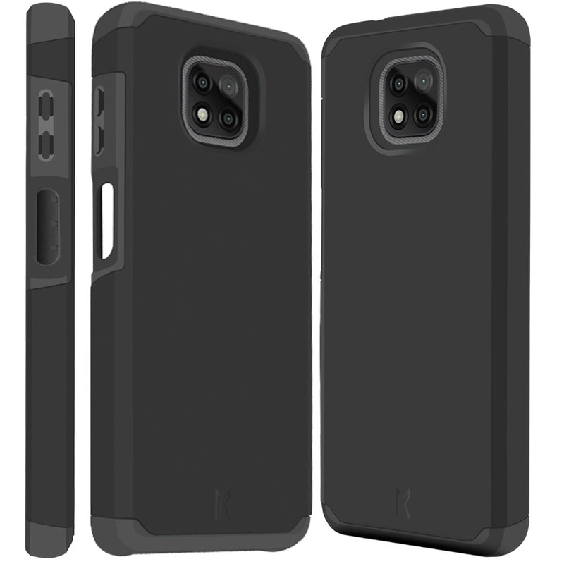 For Moto G Power 2021 Premium Minimalistic Slim Tough ShockProof Hybrid Case Cover - Black