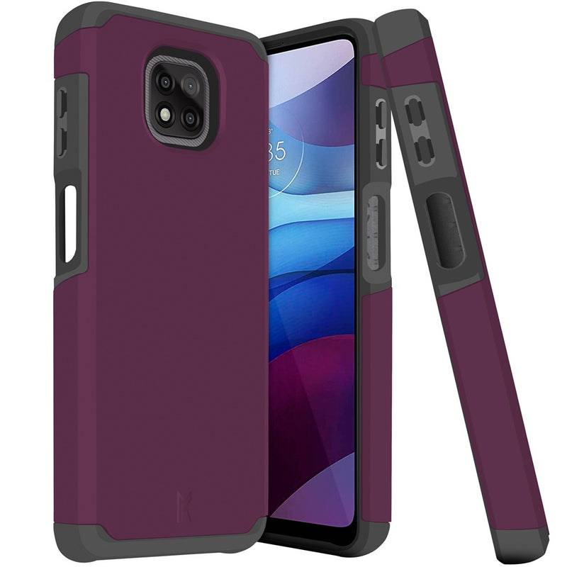 For Moto G Power 2021 Premium Minimalistic Slim Tough ShockProof Hybrid Case Cover - Magenta Purple