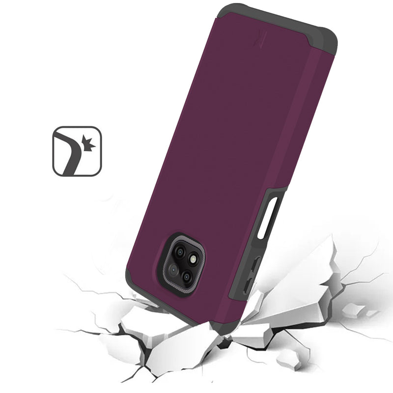 For Moto G Power 2021 Premium Minimalistic Slim Tough ShockProof Hybrid Case Cover - Magenta Purple