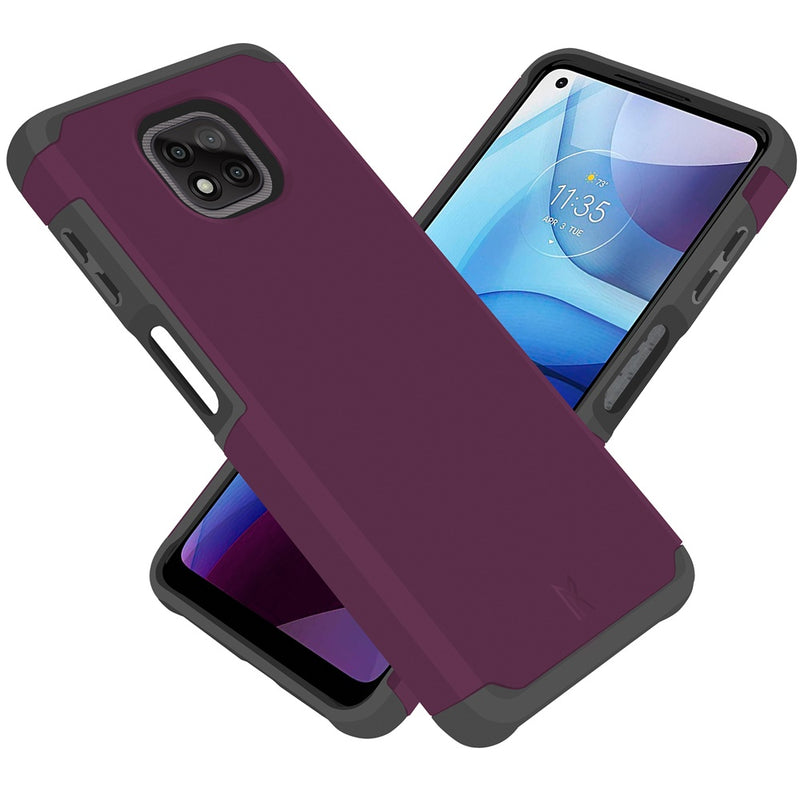 For Moto G Power 2021 Premium Minimalistic Slim Tough ShockProof Hybrid Case Cover - Magenta Purple