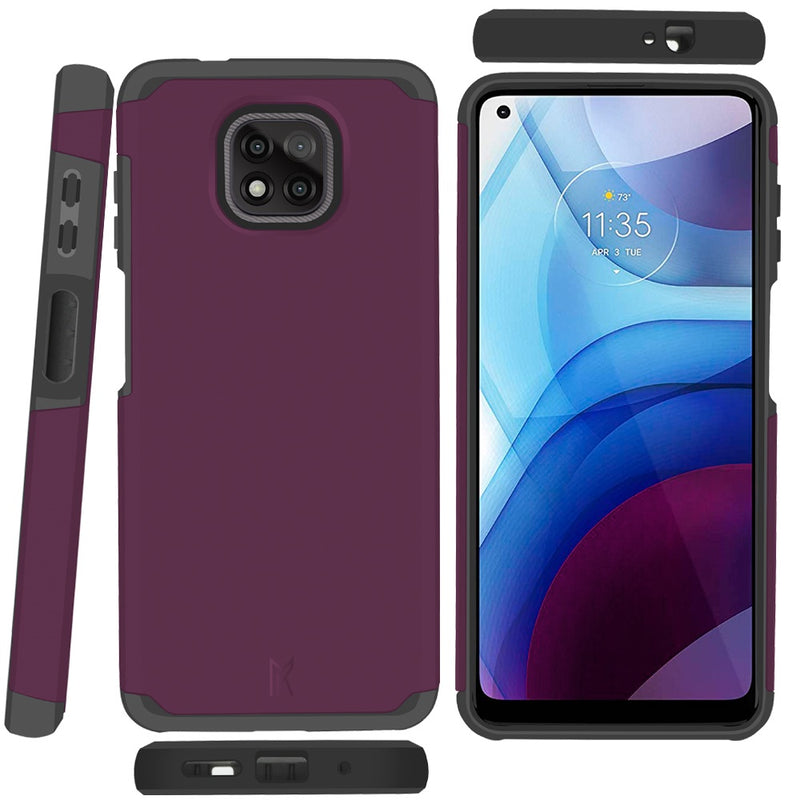 For Moto G Power 2021 Premium Minimalistic Slim Tough ShockProof Hybrid Case Cover - Magenta Purple