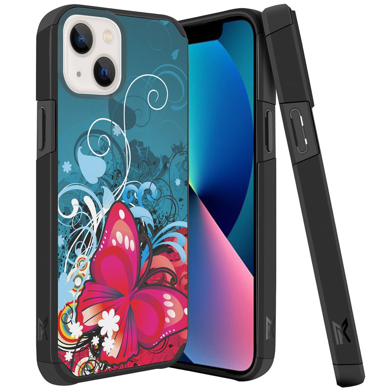 For iPhone 13 Premium Minimalistic Slim Tough ShockProof Hybrid Case Cover - Butterfly Bliss