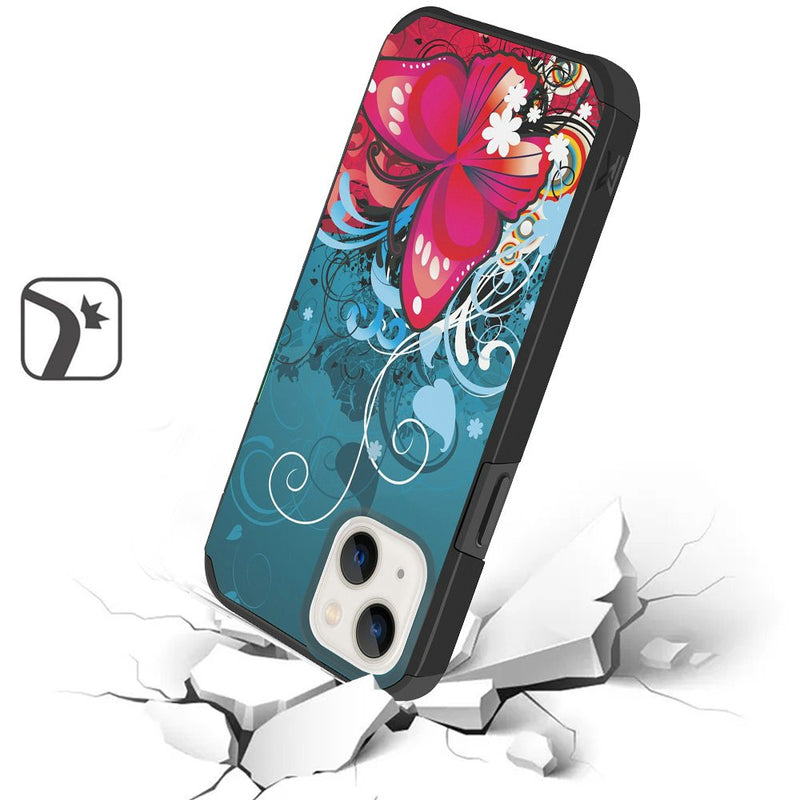 For iPhone 13 Premium Minimalistic Slim Tough ShockProof Hybrid Case Cover - Butterfly Bliss