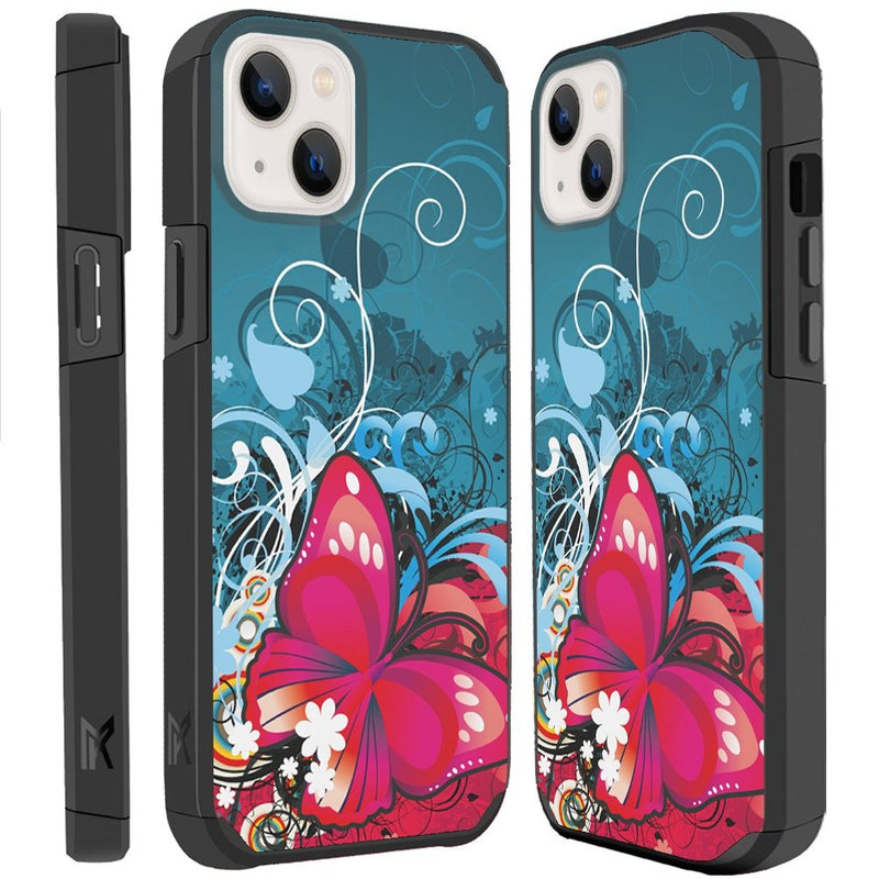 For iPhone 13 Premium Minimalistic Slim Tough ShockProof Hybrid Case Cover - Butterfly Bliss