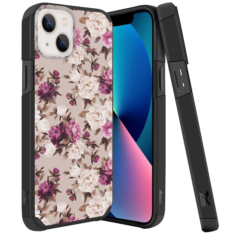 For iPhone 13 Premium Minimalistic Slim Tough ShockProof Hybrid Case Cover - Floral Bouquet