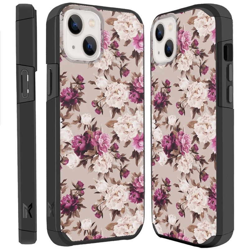 For iPhone 13 Premium Minimalistic Slim Tough ShockProof Hybrid Case Cover - Floral Bouquet