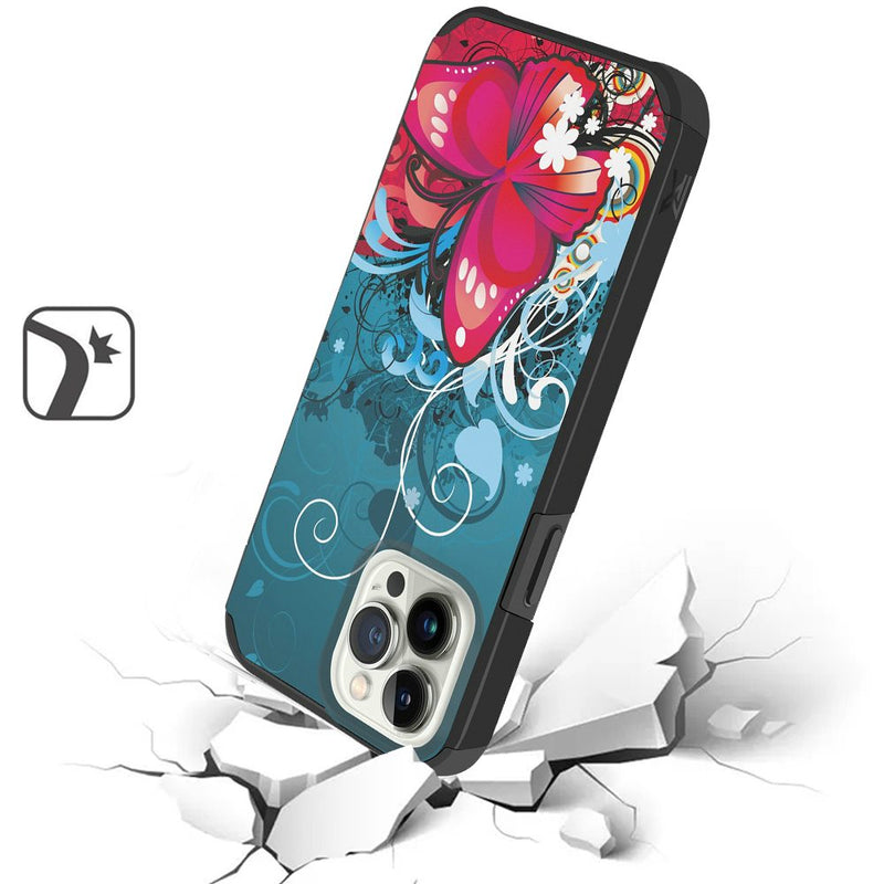 For iPhone 13 Pro Max Premium Minimalistic Slim Tough ShockProof Hybrid Case Cover - Butterfly Bliss
