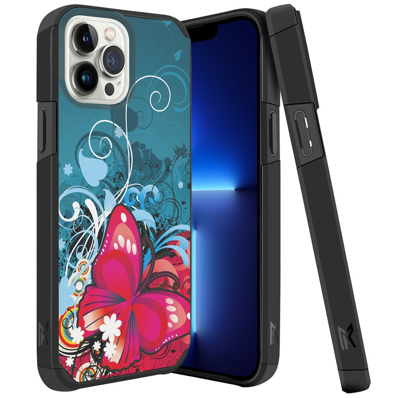 For iPhone 13 Pro Premium Minimalistic Slim Tough ShockProof Hybrid Case Cover - Butterfly Bliss