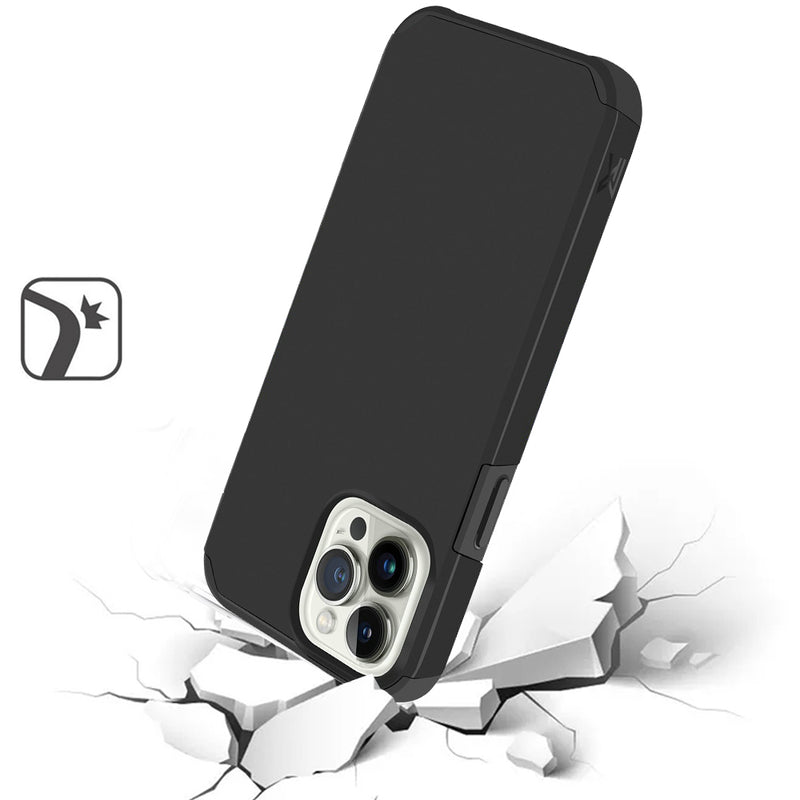 For iPhone 13 Pro Premium Minimalistic Slim Tough ShockProof Hybrid Case Cover - Black