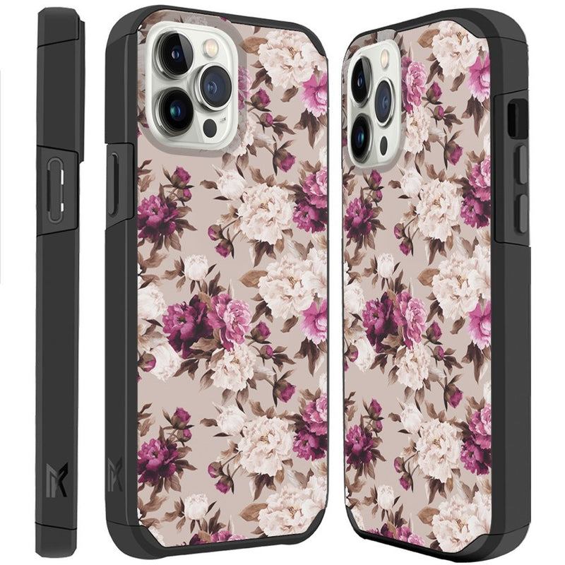 For iPhone 13 Pro Premium Minimalistic Slim Tough ShockProof Hybrid Case Cover - Floral Bouquet