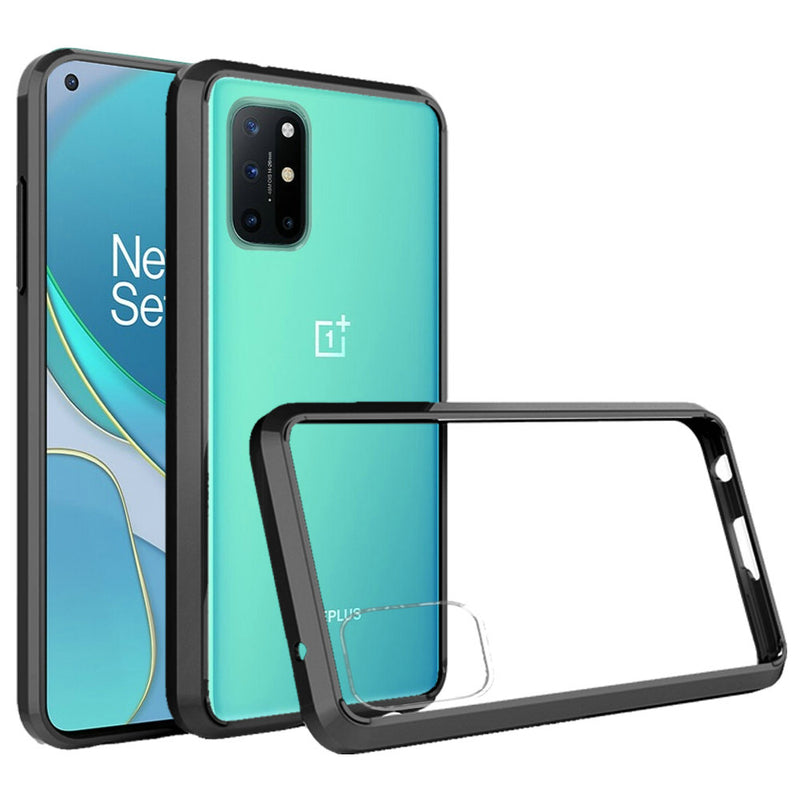 For OnePlus 8T 8T+ Plus 5G Clear Transparent Hybrid Case Cover - Clear PC + Black TPU