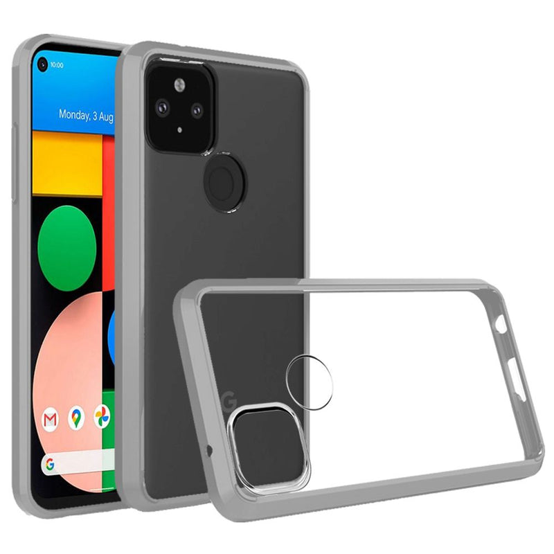 For Google Pixel 4a 5G (5G Version Only) Bumper Premium Slim Clear Transparent Hard PC TPU Hybrid - Clear PC + Clear TPU