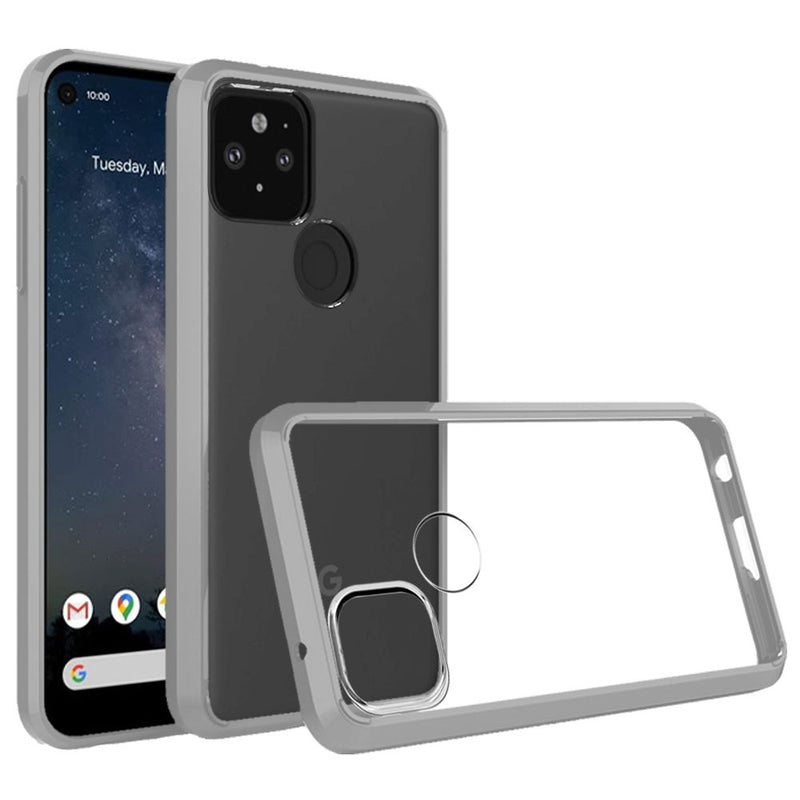 For Google Pixel 5 Clear Transparent Hybrid Case Cover - Clear PC + Clear TPU