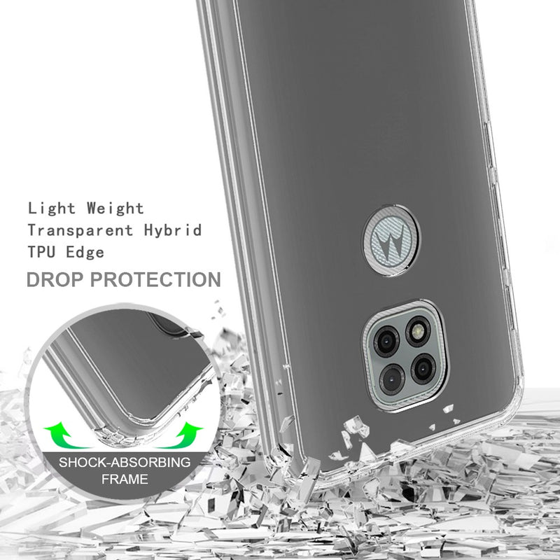 For Motorola Moto G Power 2021 Clear Transparent Hybrid Case Cover - Clear PC + Black TPU