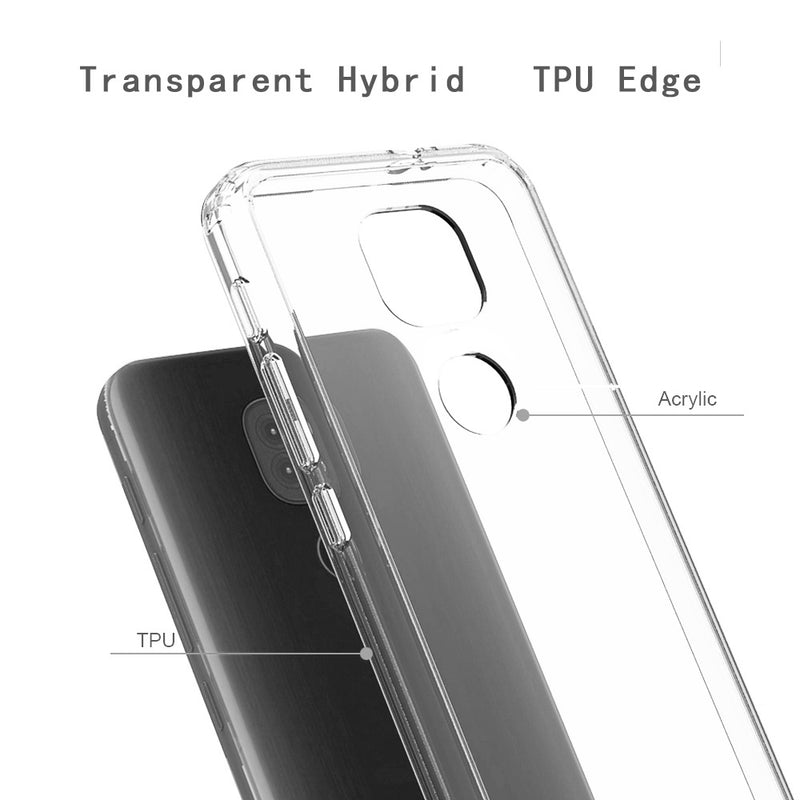 For Motorola Moto G Power 2021 Clear Transparent Hybrid Case Cover - Clear PC + Black TPU