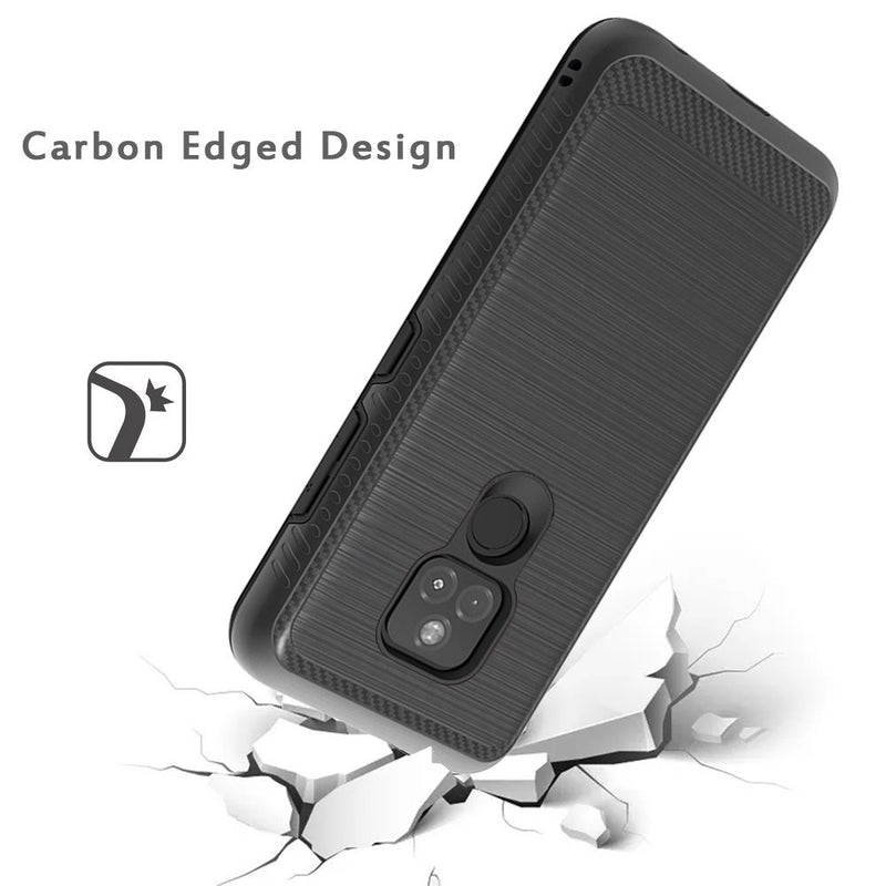 For Motorola Moto G Play 2021 CHIEF Oil Painted Magnetic Ring Stand Hybrid Case Cover - Black