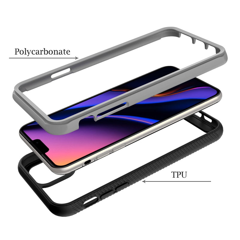 For iPhone 13 6.1 Shockproof Heavy Duty Bumper Case - Clear/Black