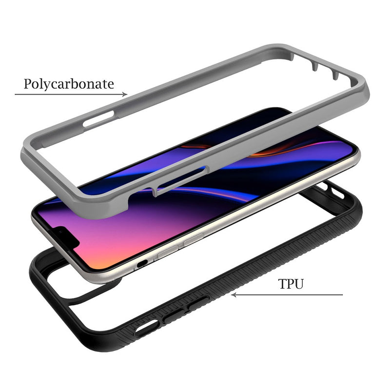 For iPhone 13 Pro Shockproof Heavy Duty Bumper Case - Clear/Black