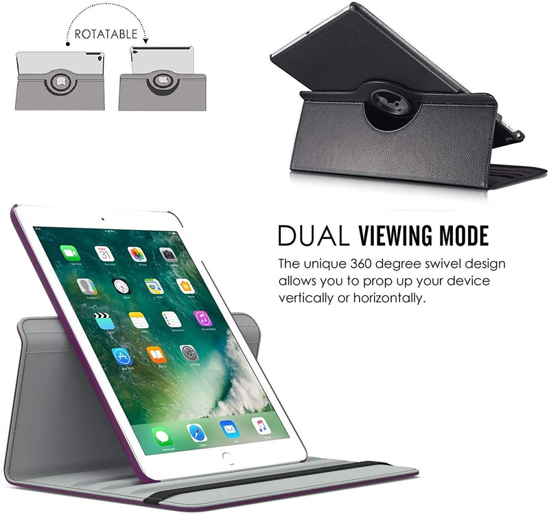 Rotating Case for iPad Air (3rd Gen) 10.5" (2019) / iPad Pro 10.5" (2017) 360 Degree with Adjustable Multiple Stand Smart Cover Case with Auto Sleep Wake - Black