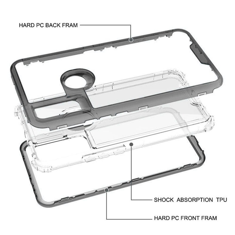 For Motorola Moto E (2020) Premium Transparent Clear Hybrid Case Cover - Clear/Black