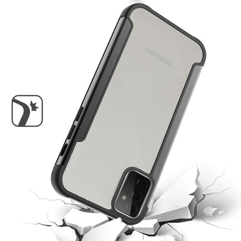 For Samsung Galaxy A52 5G Aluminium Alloy Transparent PC TPU Slick Hybrid - Black