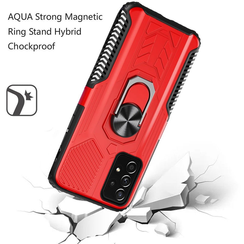 For Samsung A32 5G AQUA Strong Magnetic Ring Stand Hybrid Case Cover - Red