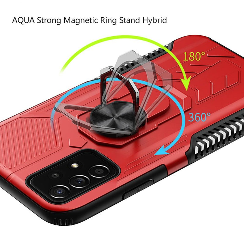 For Samsung A32 5G AQUA Strong Magnetic Ring Stand Hybrid Case Cover - Red