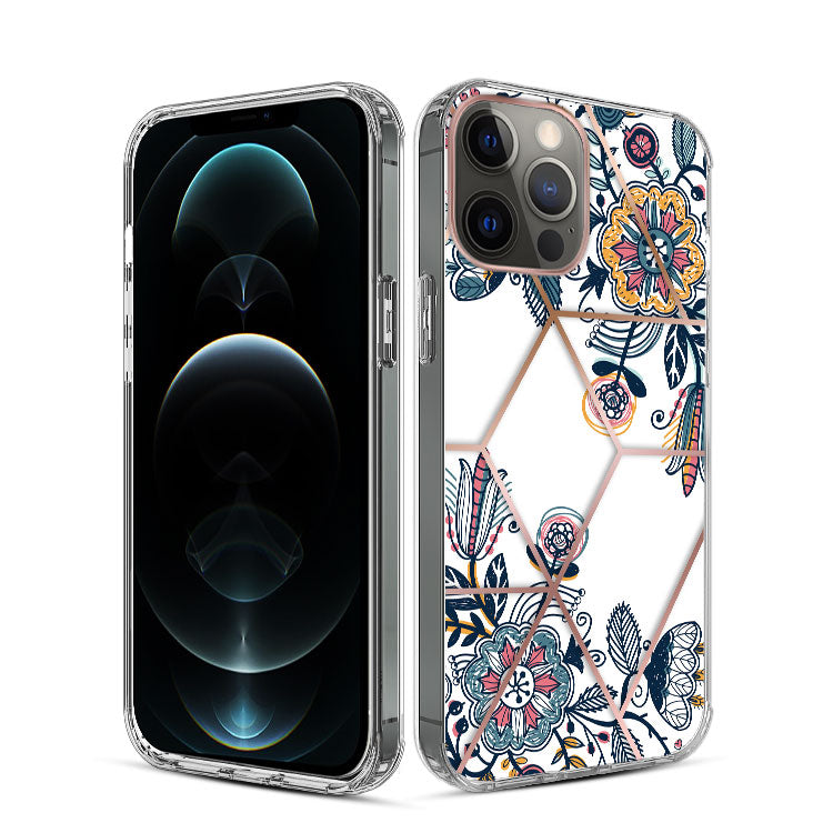 For iPhone 14 PLUS ART IMD Chrome Beautiful Design ShockProof Case Cover - Floral F