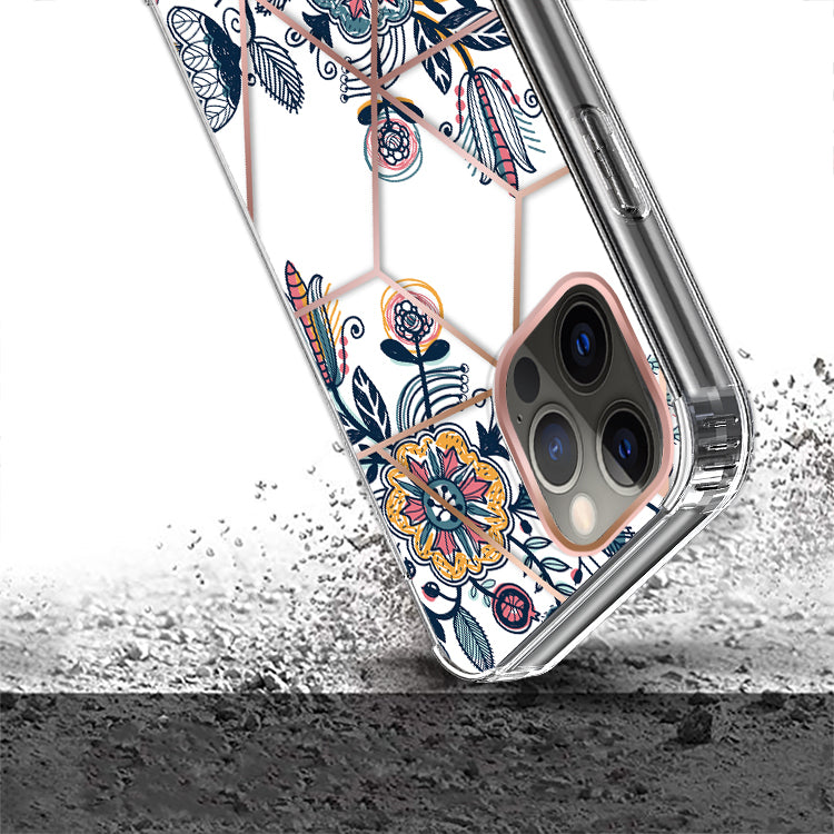 For iPhone 14 PLUS ART IMD Chrome Beautiful Design ShockProof Case Cover - Floral F