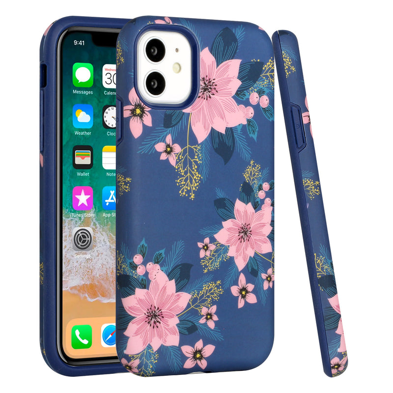 For Apple iPhone 14 PRO 6.1" Bliss Floral Solid Design Hybrid Cover Case - Floral B