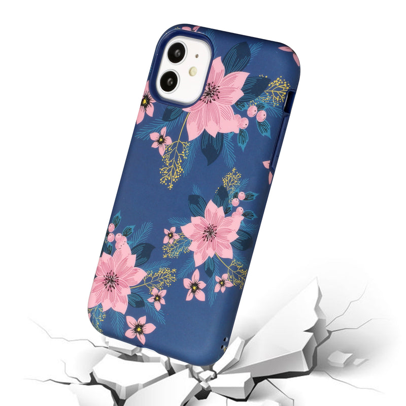 For Apple iPhone 14 PRO 6.1" Bliss Floral Solid Design Hybrid Cover Case - Floral B