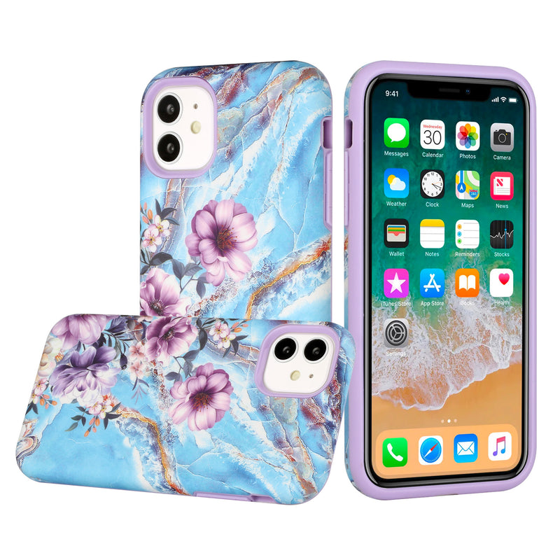 For Apple iPhone 14 PRO 6.1" Bliss Floral Solid Design Hybrid Cover Case - Floral D
