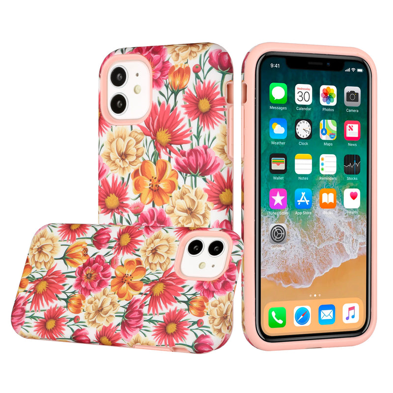 For Apple iPhone 14 PRO 6.1" Bliss Floral Solid Design Hybrid Cover Case - Floral G