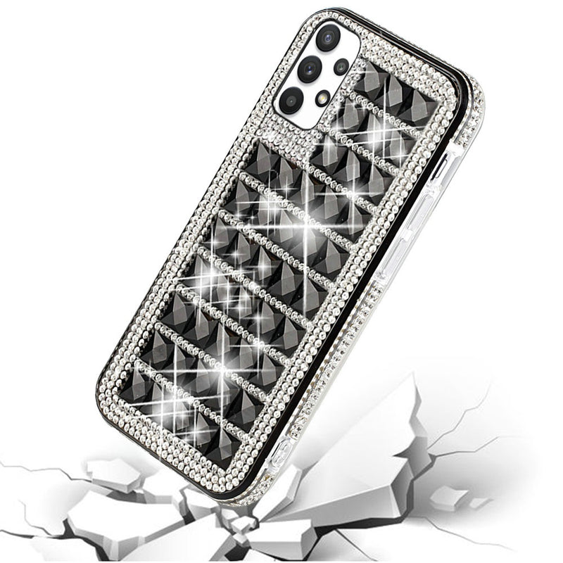 For Samsung A32 5G Bling Diamond Shiny Crystal Case Cover - Black