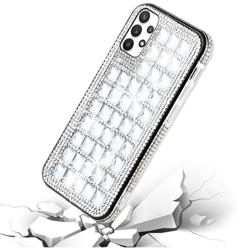 For Samsung A32 5G Bling Diamond Shiny Crystal Case Cover - Silver