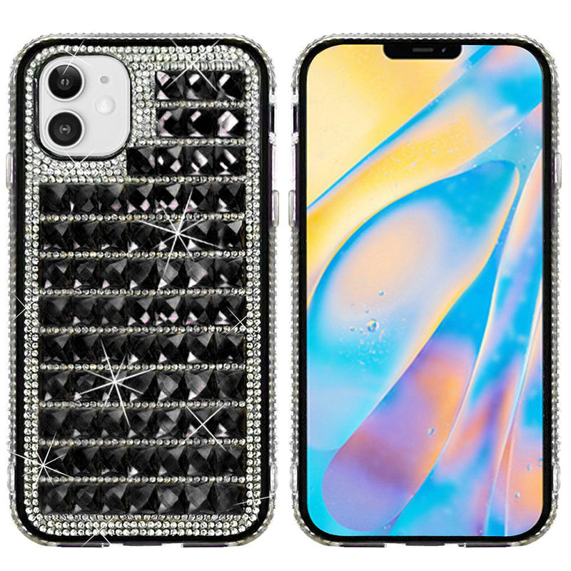 For iPhone 12 Mini 5.4 Bling Diamond Shiny Crystal Case Cover - Black