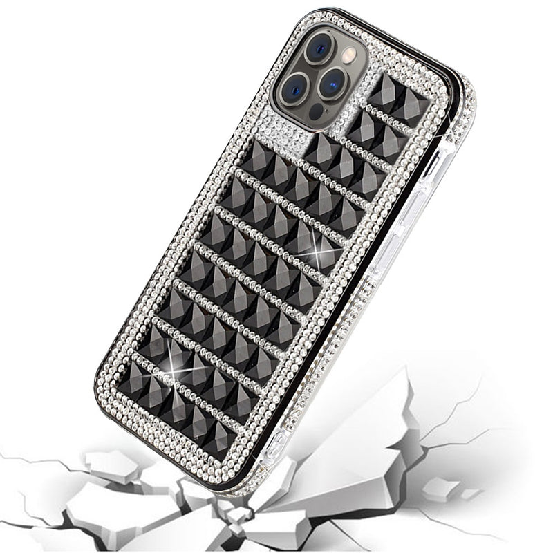 Bling Diamond Shiny Crystal Case Cover For iPhone 12/Pro (6.1 Only) - Black