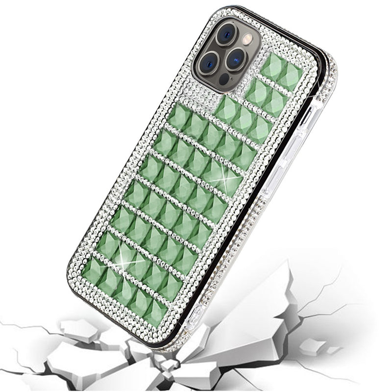 For iPhone 12 Pro Max 6.7 Bling Diamond Shiny Crystal Case Cover - Green