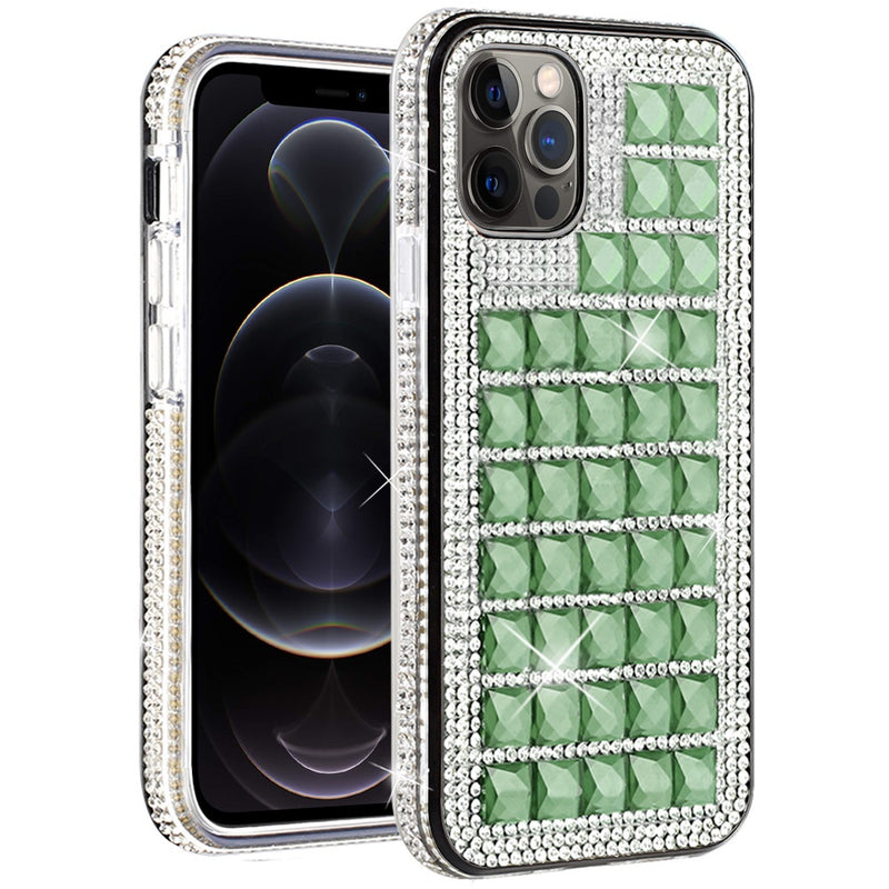 For iPhone 12 Pro Max 6.7 Bling Diamond Shiny Crystal Case Cover - Green