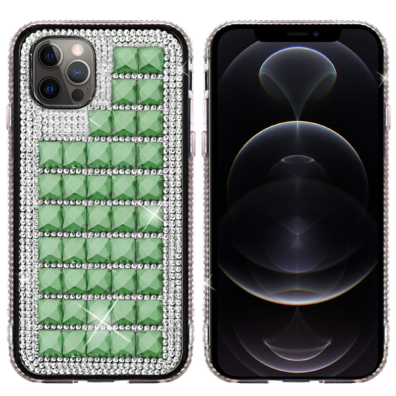 For iPhone 12 Pro Max 6.7 Bling Diamond Shiny Crystal Case Cover - Green