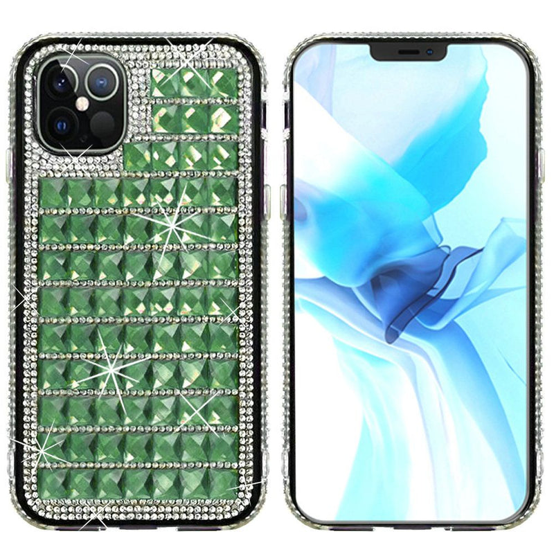 For iPhone 12 Pro Max 6.7 Bling Diamond Shiny Crystal Case Cover - Green