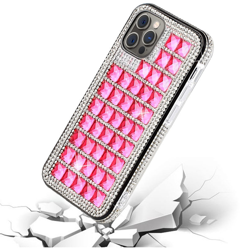 For iPhone 12 Pro Max 6.7 Bling Diamond Shiny Crystal Case Cover - Hot Pink