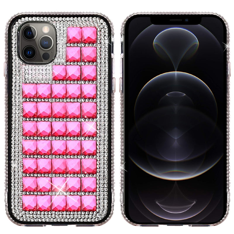 For iPhone 12 Pro Max 6.7 Bling Diamond Shiny Crystal Case Cover - Hot Pink