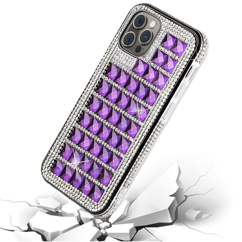 For iPhone 12 Pro Max 6.7 Bling Diamond Shiny Crystal Case Cover - Dark Purple